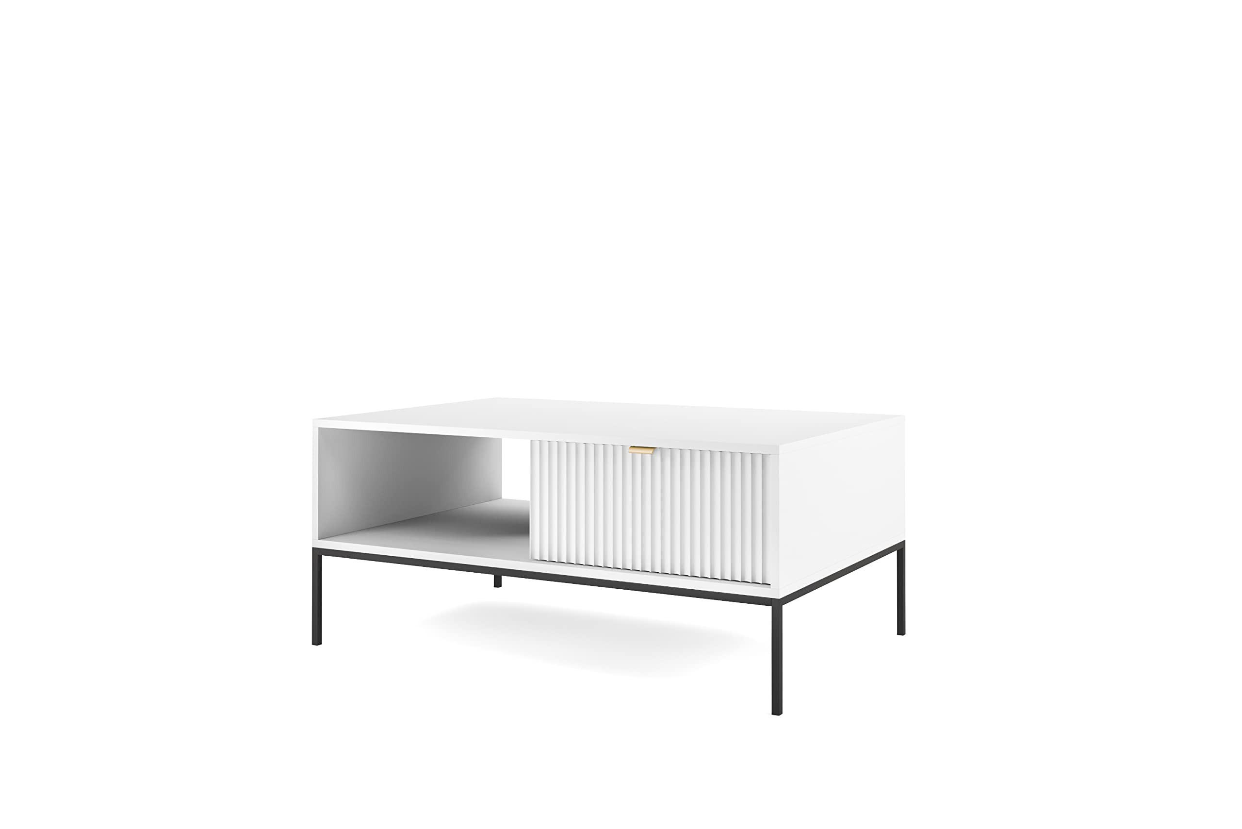 COUCHTISCH Font 104x46x68 cm - Modern Wohnzimmertisch Gefertigt aus Robuster Laminierter Spanplatte - Weiß - Weiß, Holzwerkstoff (46/104/68cm) - Chilly