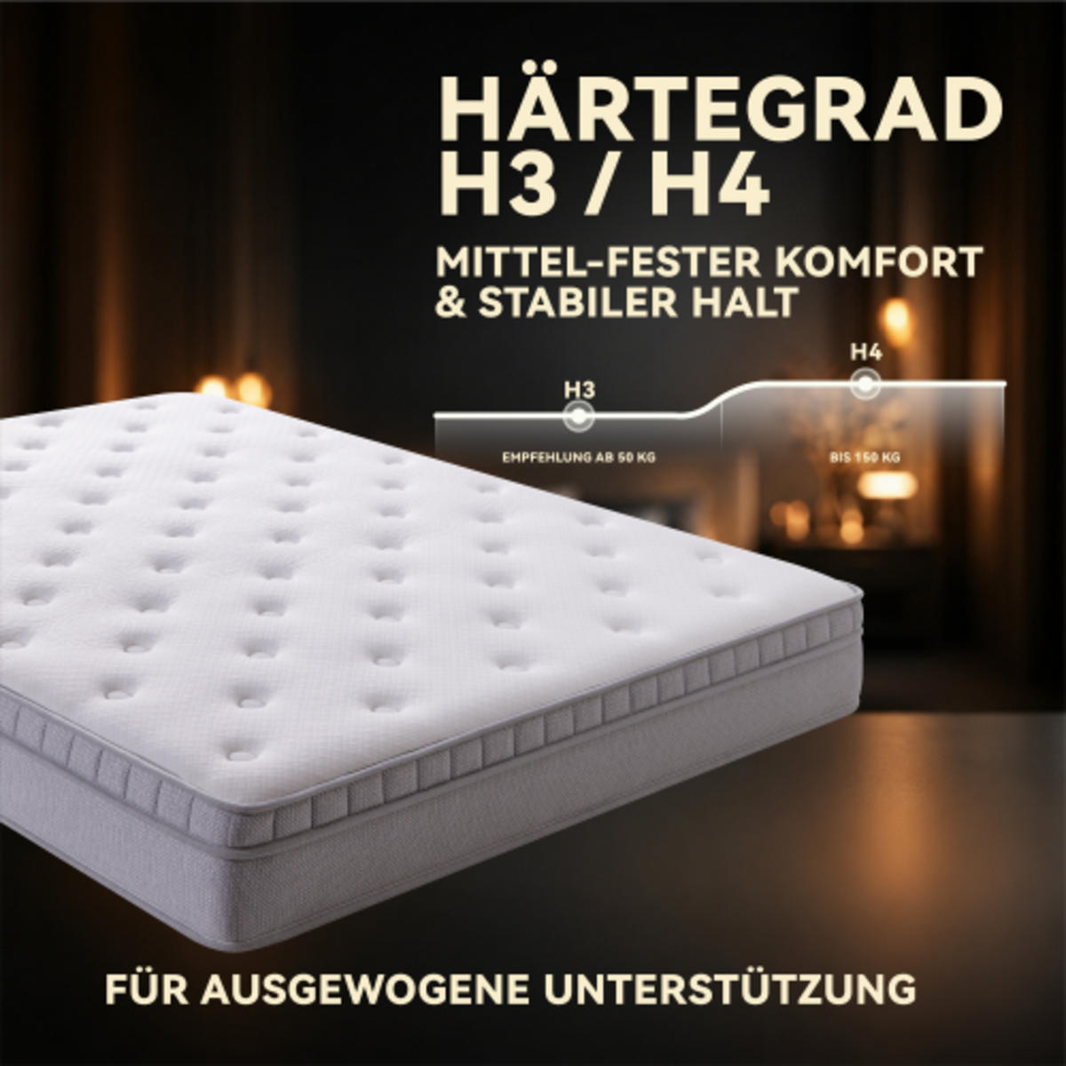 TASCHENFEDERKERNMATRATZE 90 × 200cm mit verstärktem Rand und 7-Zonen-System, altweiß - Weiß, Kunststoff - Luhomfu