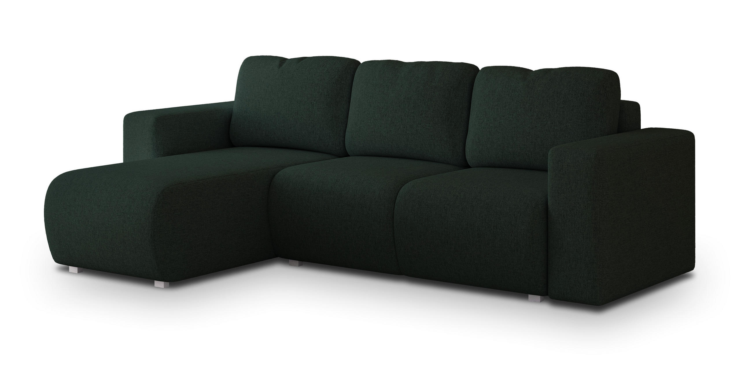 ECKSOFA RINOVA Grün Geflochtener Stoff mit Schlaffunktion - Grün, Holz (250/143cm) - MASSENO
