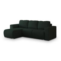 ECKSOFA RINOVA Grün Geflochtener Stoff mit Schlaffunktion - Grün, Holz (250/143cm) - MASSENO