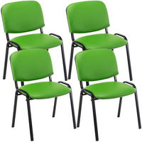 BESUCHERSTUHL 4er Set Lederlook grün - Schwarz/Grün, Textil/Metall (53/83/53cm) - CLP
