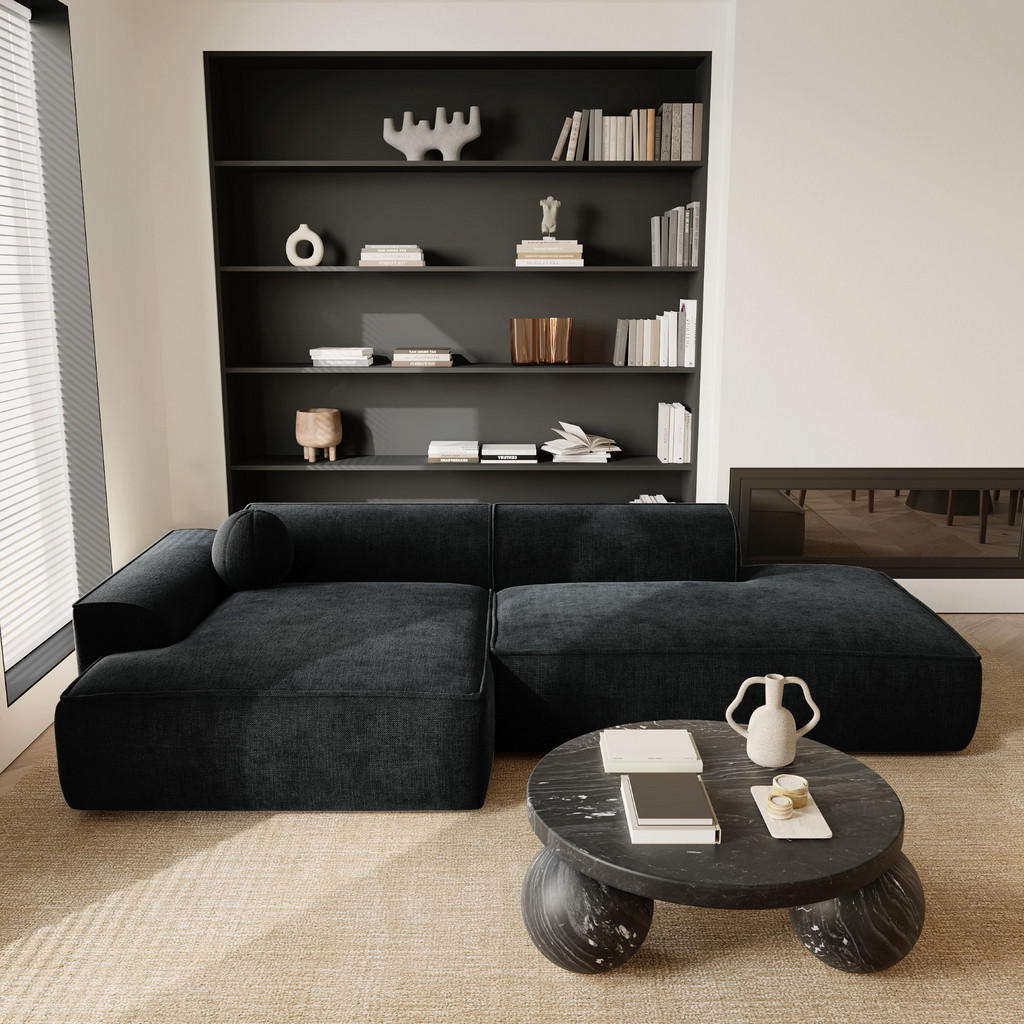 Thumbnail - Sia Home Ecksofa, Anthrazit, Textil, 4-Sitzer, L-Form, Ottomane links,Rechteckig, 300x155 cm, Wohnzimmer, Sofas & Couche...