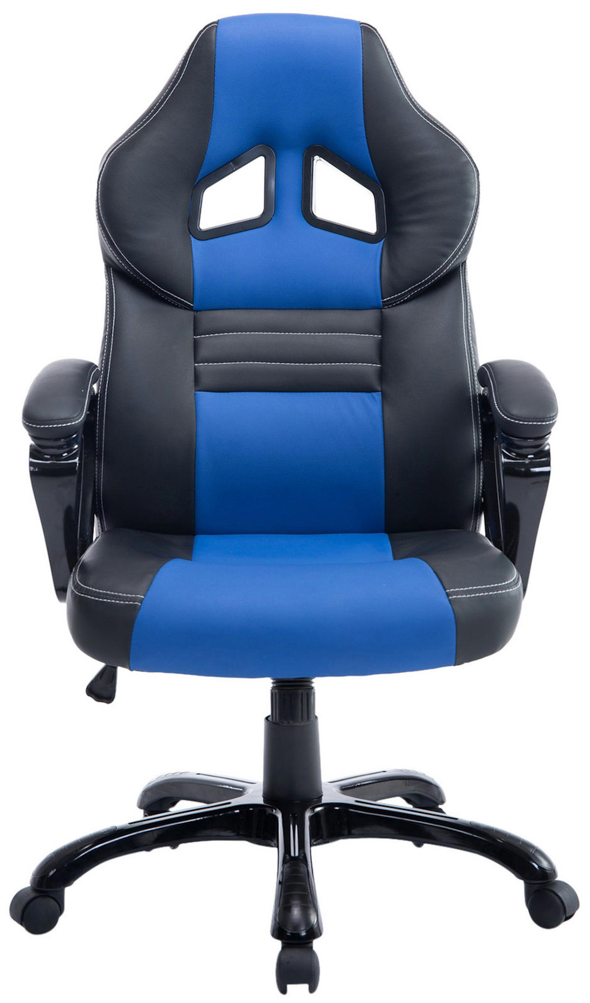 BÜROSTUHL Peso, Kunstleder Schwarz/Blau - Blau, Kunststoff/Textil (65/124/70cm) - TPFLiving