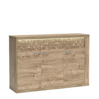 SIDEBOARD BALESTRAND N8 Dekorative Front Eiche - Eichefarben/Silberfarben, Glas/Holzwerkstoff (147/99/41cm) - Komodee