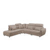 ECKSOFA mit verstellbaren Kopflehnen und Nosagfederung - Hellbraun, Textil (339/285cm) - ed exciting design