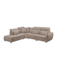 ECKSOFA mit verstellbaren Kopflehnen und Nosagfederung - Hellbraun, Textil (339/285cm) - ed exciting design