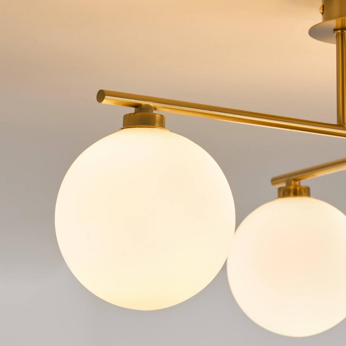 DECKENLEUCHTE Milanoa, Messing und Weiß, 25cm - Messingfarben, Glas (25/50/25cm) - KOSILUM