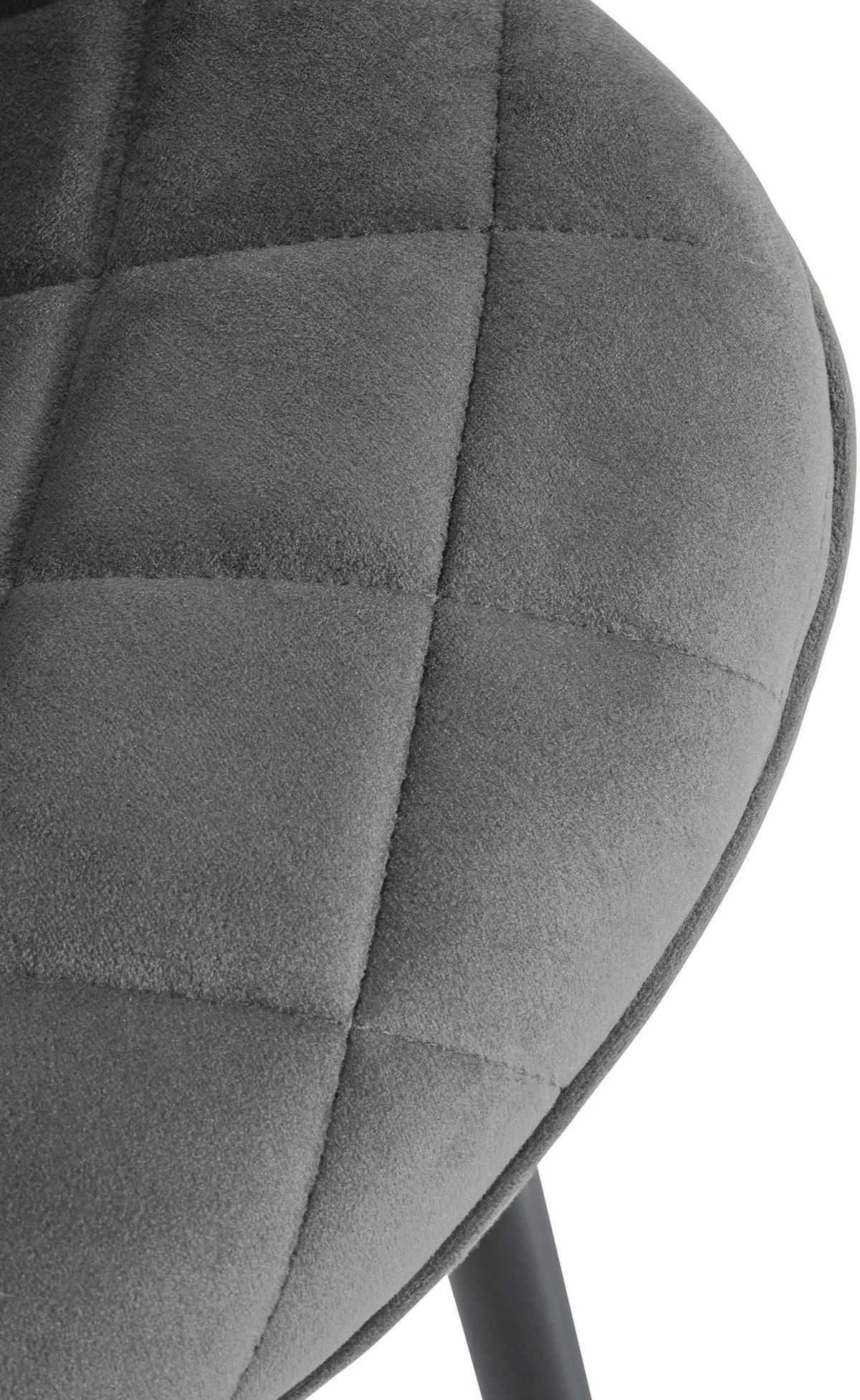 STUHL 4er Set Samt grau - Schwarz/Grau, Textil/Metall (53/82/60cm) - CLP