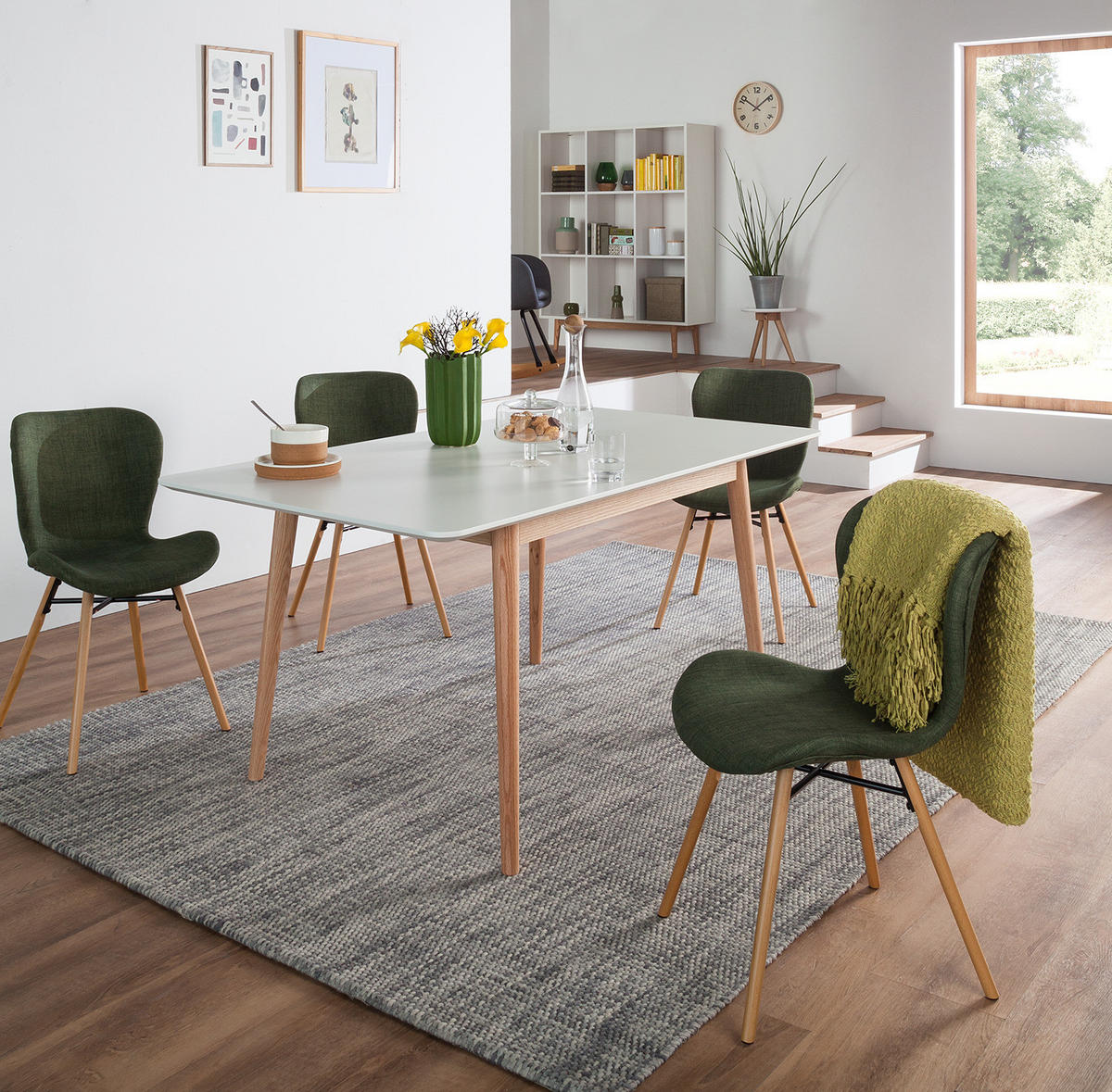 ESSTISCH - Eiche teilmassiv - Weiß, Holzwerkstoff (90/160/76cm) - home24