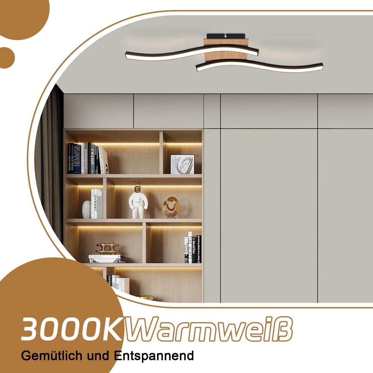 LED-DECKENLEUCHTE Lay 12/50.5/7.3cm - Schwarz, Metall (50.5/12/7.3cm) - Nettlife