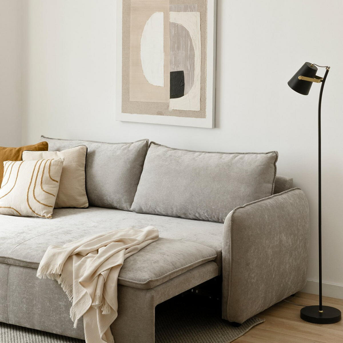 SCHLAFSOFA Ander Grau 224 cm x 89 cm - Grau, Textil (224/89/92cm) - Kenay Home