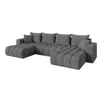 SEDACÍ SOUPRAVA DO U s funkcí spaní a úložným prostorem MILA-U-v1 378x194x86 tmavě šedá manšestr - černá/tmavě šedá, kompozitní dřevo/textil (378/86/194cm) - ALTDECOR
