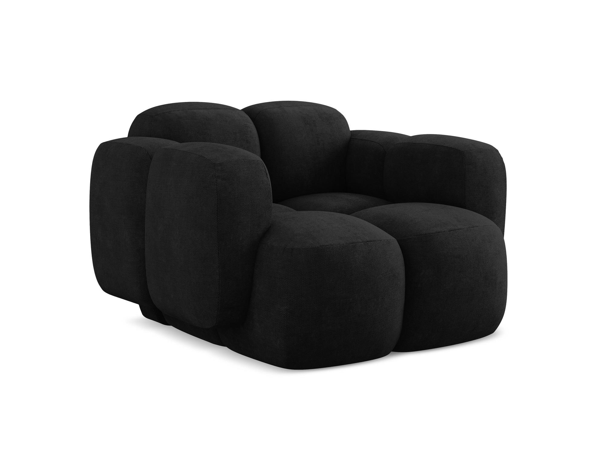 SESSEL Chenille Stoff Schwarz - Schwarz, Holzwerkstoff/Kunststoff (120/72/115cm) - Makamii