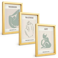 BILDER SET 3er Set - 20x30 cm Goldrahmen - Abstrakte Pastellfiguren - Goldfarben, Kunststoff (20/30cm) - TULUP
