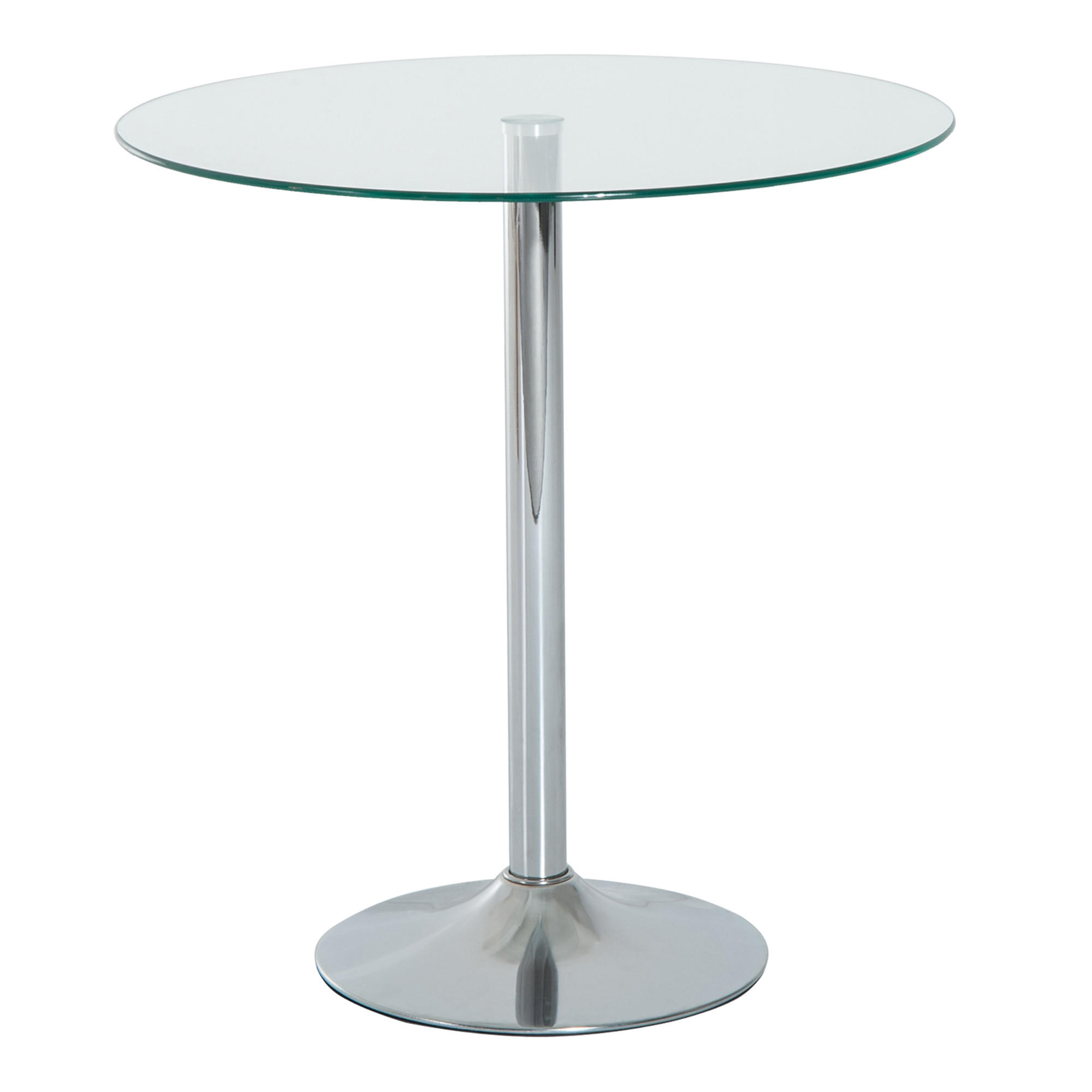 ESSTISCH, Runder Küchentisch mit Tischplatte aus Glas, Ø70 x 74,5 cm - Silberfarben, Metall (70/70/74.5cm) - HOMCOM