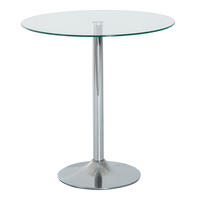 ESSTISCH, Runder Küchentisch mit Tischplatte aus Glas, Ø70 x 74,5 cm - Silberfarben, Metall (70/70/74.5cm) - HOMCOM
