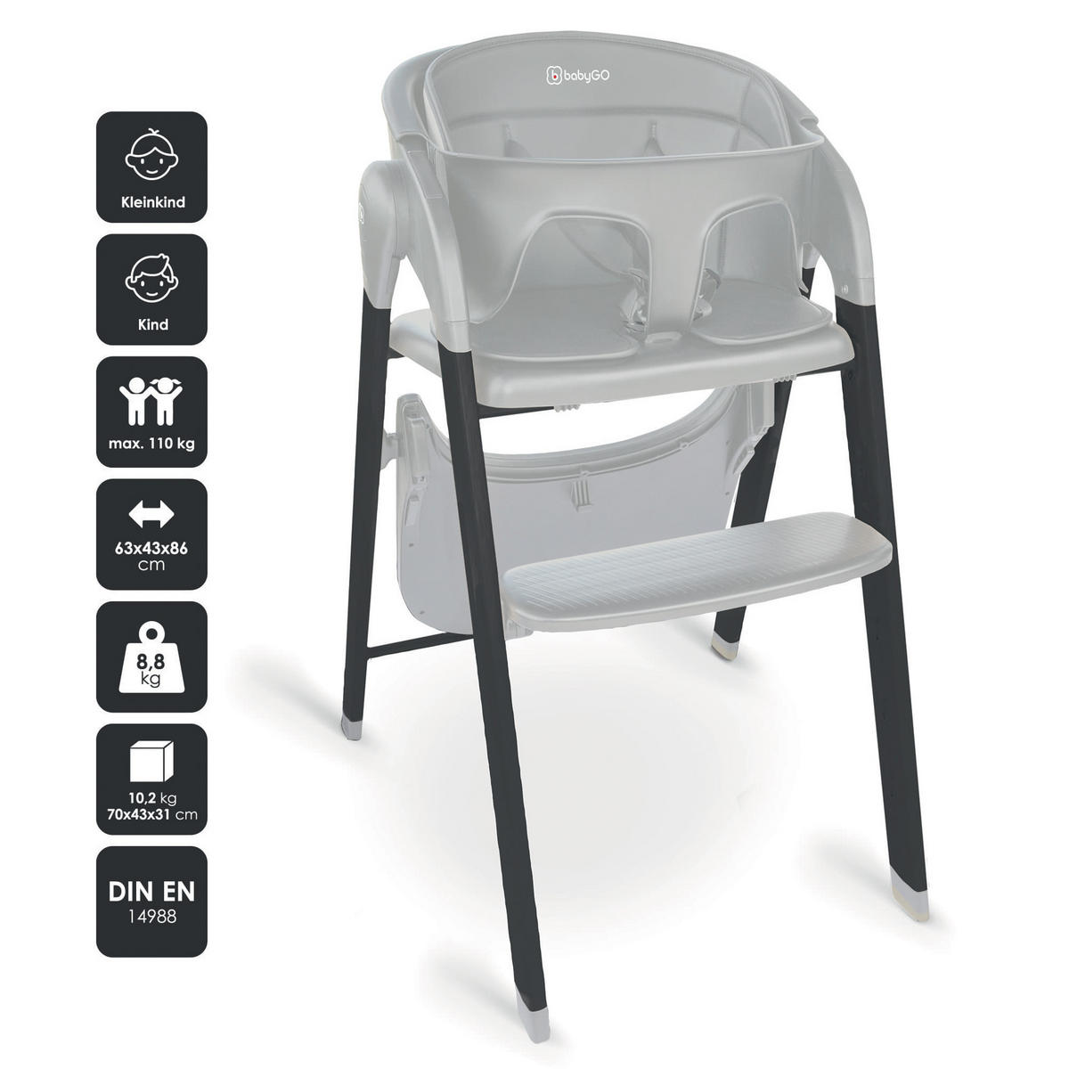 HOCHSTUHL Levels - Grau, Metall (44/88/63cm) - BabyGo