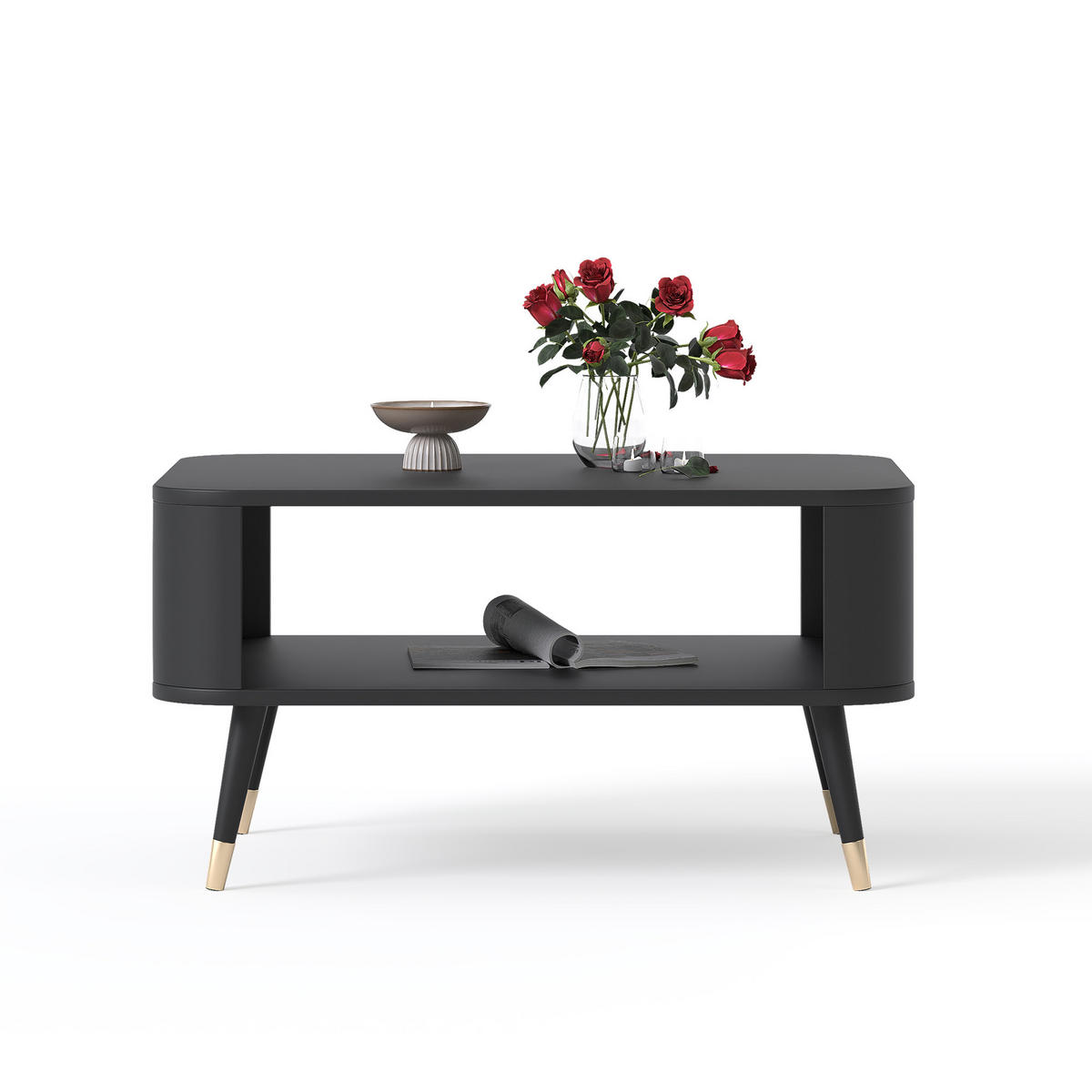 COUCHTISCH NOIR 80/60/42 cm Rechteckig, Schwarz - Schwarz, Holzwerkstoff/Metall (60/80/42cm) - Idohome