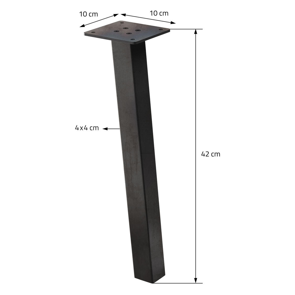 TISCHBEINE 4er Set I-96GRAD-Design H:42 cm Industrial 4x4 cm - Dunkelgrau, Metall (10/42/10cm) - ML-DESIGN