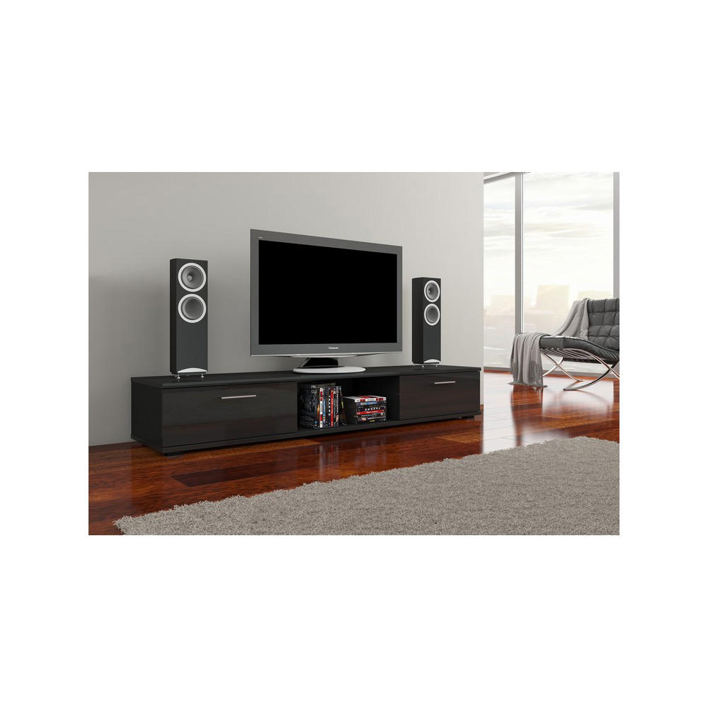 LOWBOARD Aridea 175,5 / 40 / 26cm schwarz matt / schwarz Hochglanz - Schwarz Hochglanz, Holz/Holzwerkstoff (176/26/40cm) - Feldmann-Wohnen