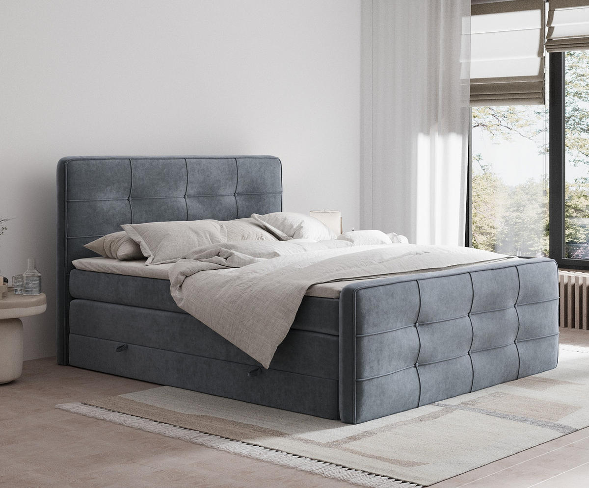 BOXSPRINGBETT Semplice Grau 140/200 cm - Schwarz/Grau, Holz/Holzwerkstoff (140/200cm) - Maison de Reve