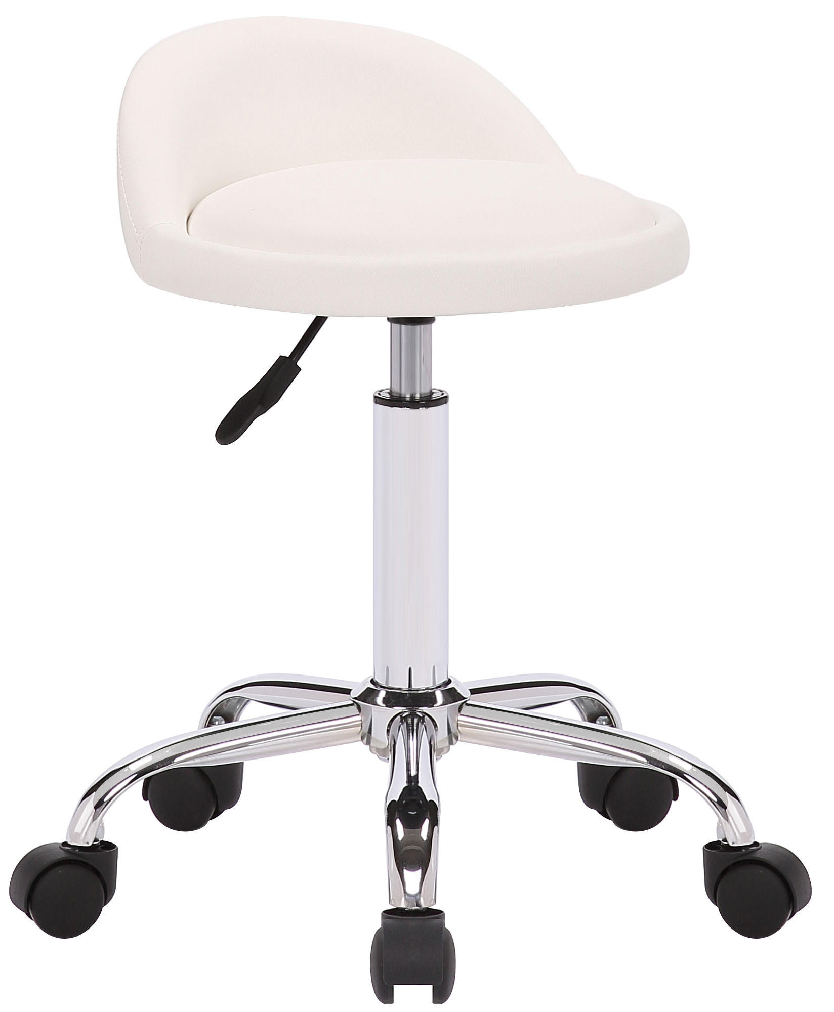 HOCKER Lederlook weiß - Chromfarben/Weiß, Textil/Metall (36/56/43cm) - CLP