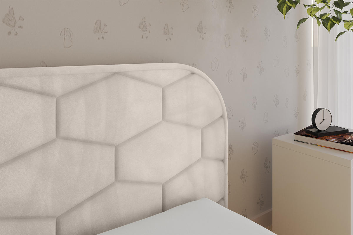 EINZELLBETT Jugendbett mit Bettkasten und Matratze H3/H4, Links - JAXY 90x200 Beige - Ecru, Holzwerkstoff/Textil (90/200cm) - ALTDECOR