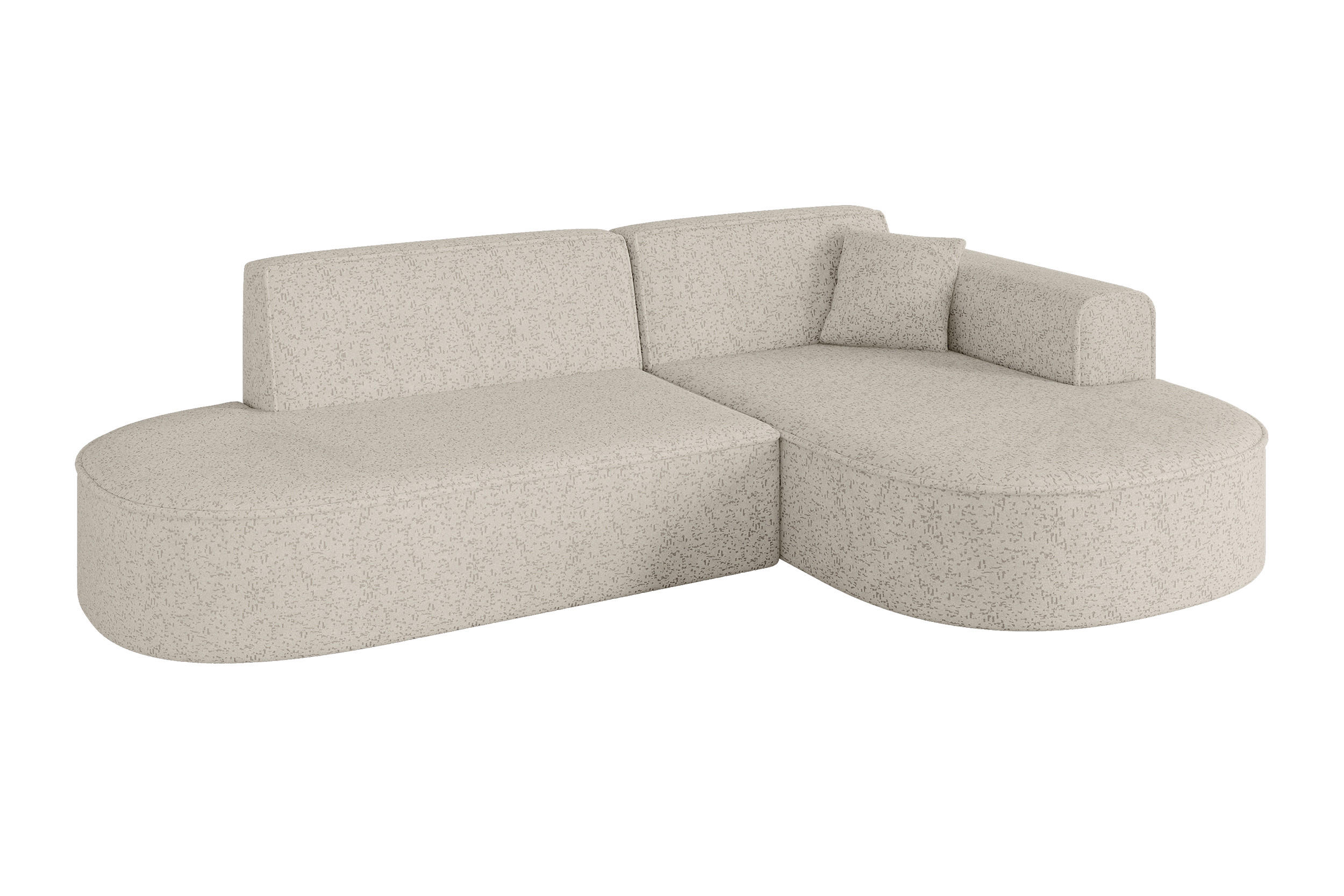 ECKSOFA Ottomane Rechts MARI-L1 - 243x171x79 cm Beige Tissu - Beige/Schwarz, Holzwerkstoff/Kunststoff (171/243cm) - ALTDECOR