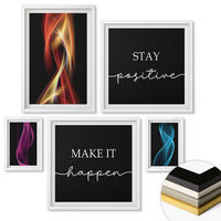 WANDBILDER 5er-Set - 50x50 cm & 20x30 cm & 40x60 cm Weißer Rahmen - Blumen Marmor weiß schwarz - Weiß, Kunststoff (40/60cm) - ArtPrintCave