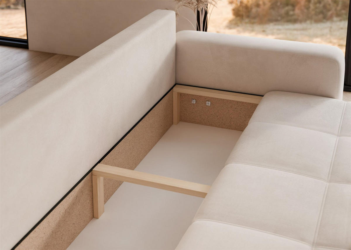 SCHLAFSOFA Leros - Creme, Holzwerkstoff/Textil (244/79/93cm) - Fun Möbel