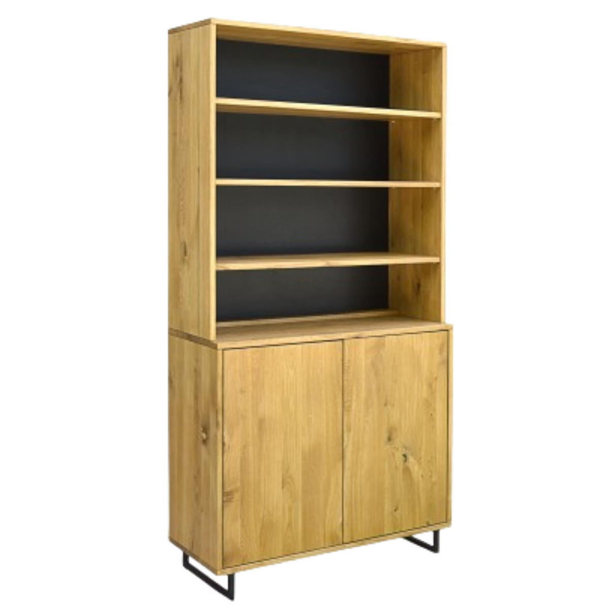 VITRINE ANRICHTE aus Massivholz ins Wohnzimmer NESCA II - Eichefarben, Holz (100/200/40cm) - Rawood Furniture