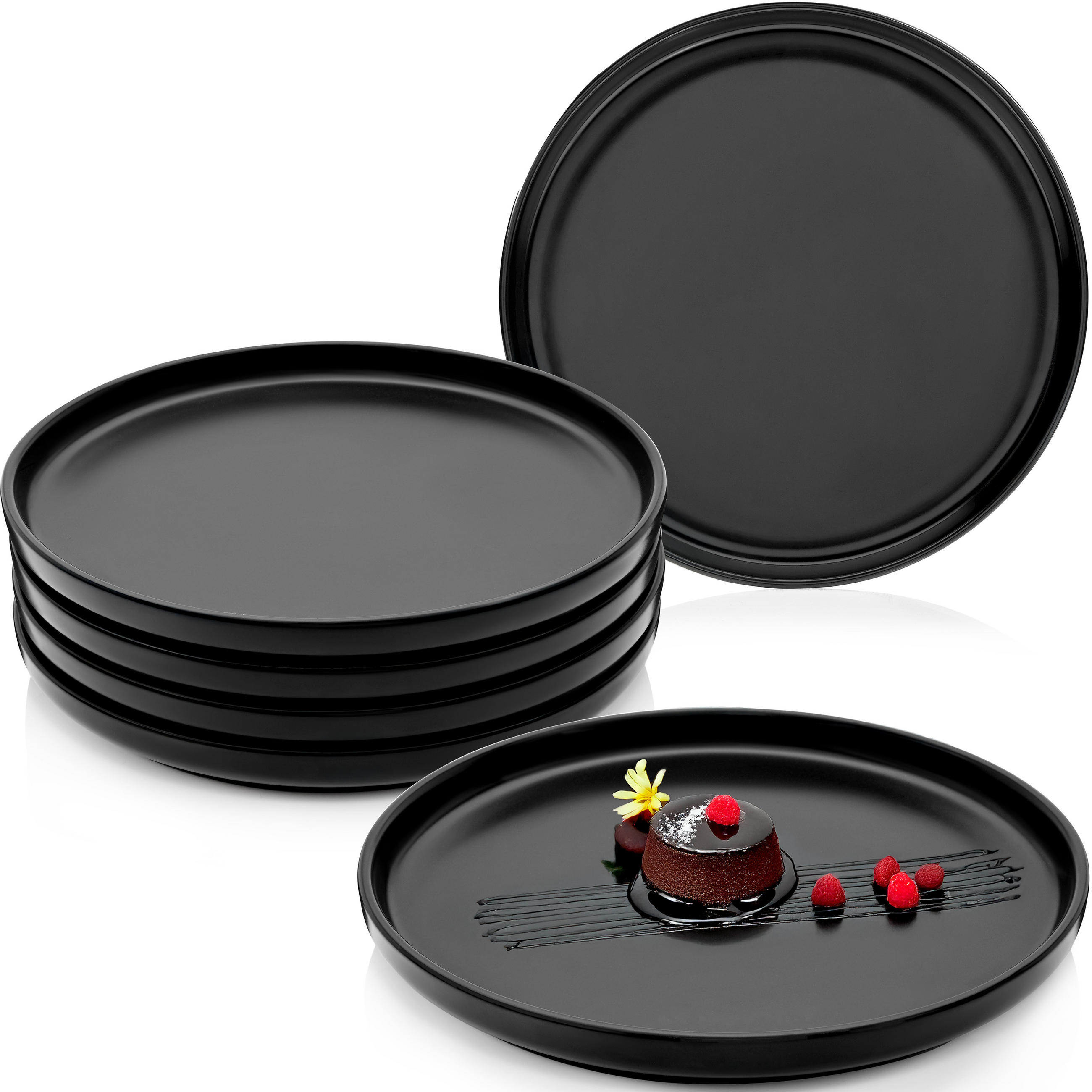 DESSERTTELLER SET MADEIRA - 6 teilig aus Steingut - Schwarz, Keramik (20cm) - Sänger