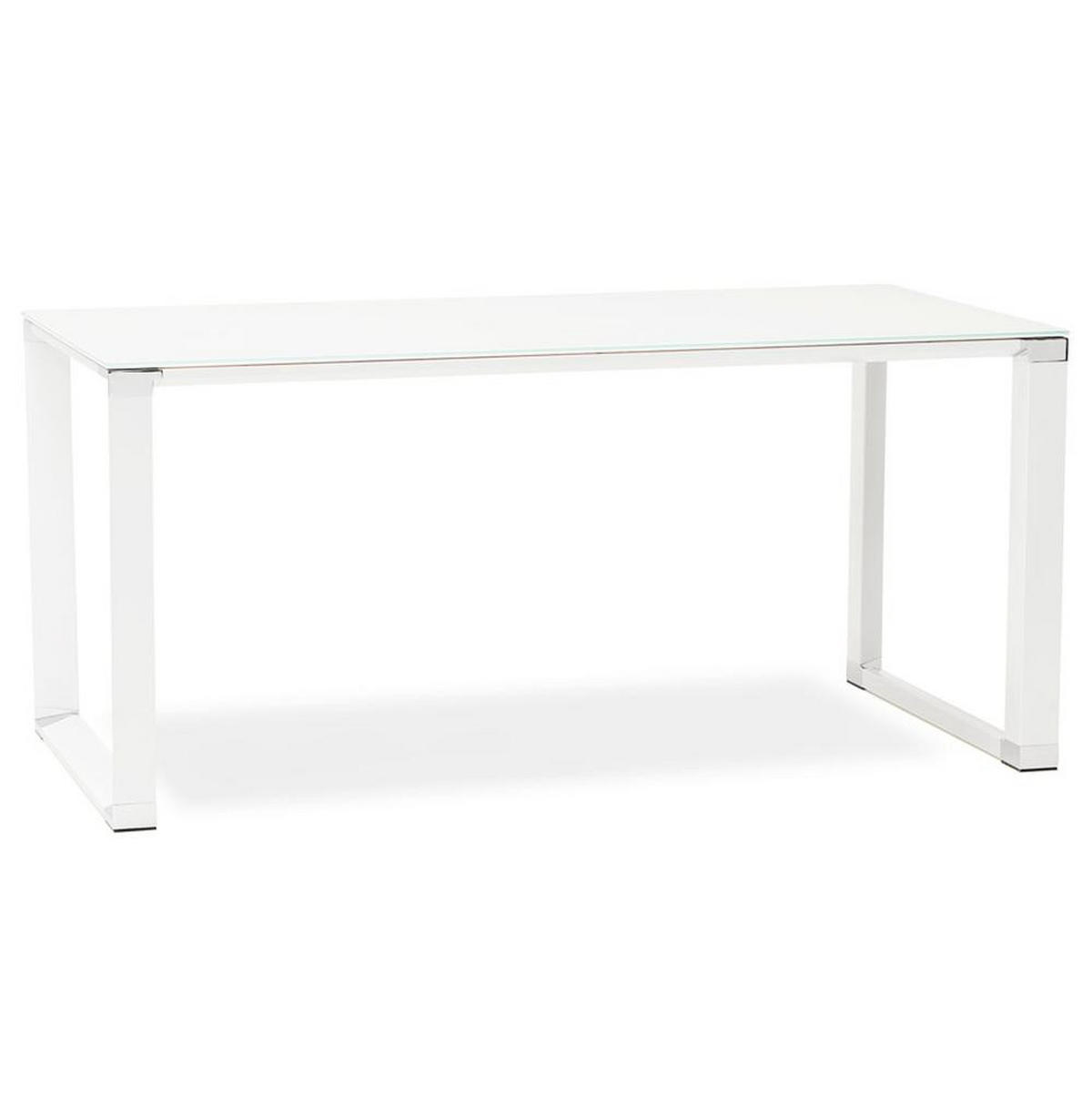 GLASSCHREIBTISCH Verchromt Mit Kufengestell Modern KERIX, Weiß 160x80x73 cm - Weiß, Glas/Metall (80/160/73cm) - KADIMA DESIGN
