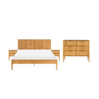 SCHLAFZIMMER Set Kiefernholz 120/200 cm Hellbraun Ambazac - Hellbraun/Braun, Holz (120/200cm) - Beliani