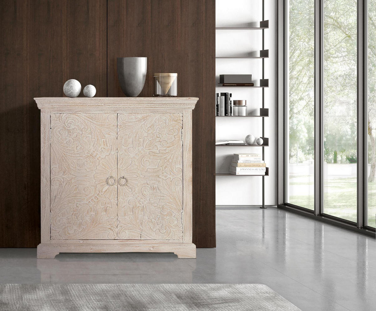 KOMMODE aus Mangoholz - Perlmutt, Holz (90/90/40cm) - Giner y Colomer