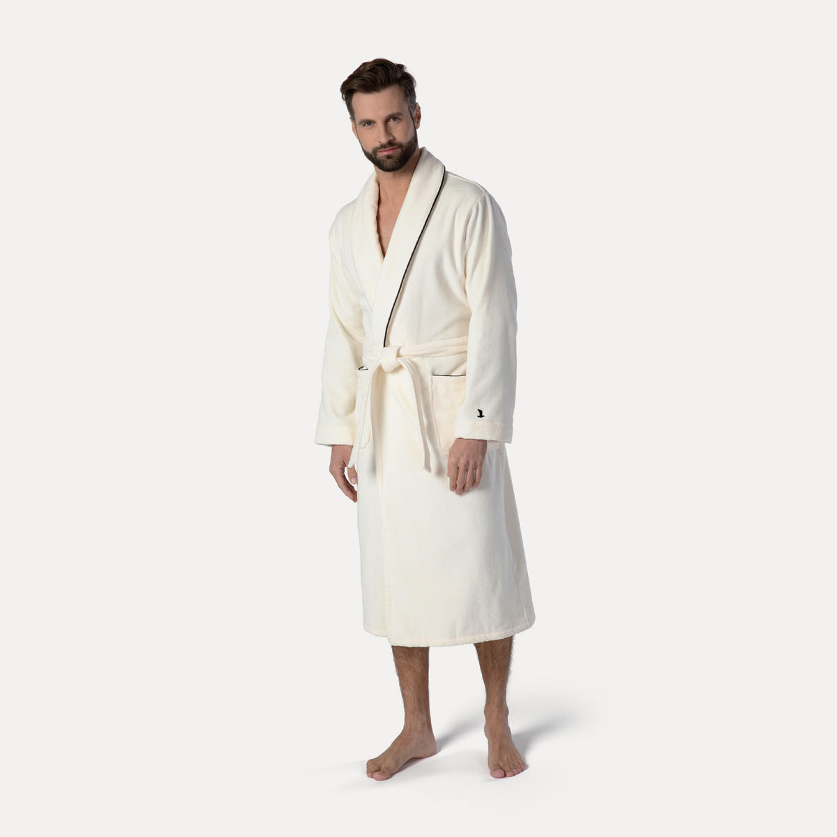 BADEMANTEL DAMEN SCHALKRAGEN MANHATTAN VELOURS IVORY - 017 - Beige, Textil (Snull) - MÖVE