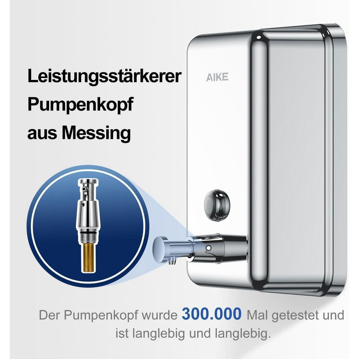 SEIFENSPENDER zur Wandmontage 1100 ml Edelstahl poliert - Silberfarben, Metall (7.4/20.3/12.2cm)