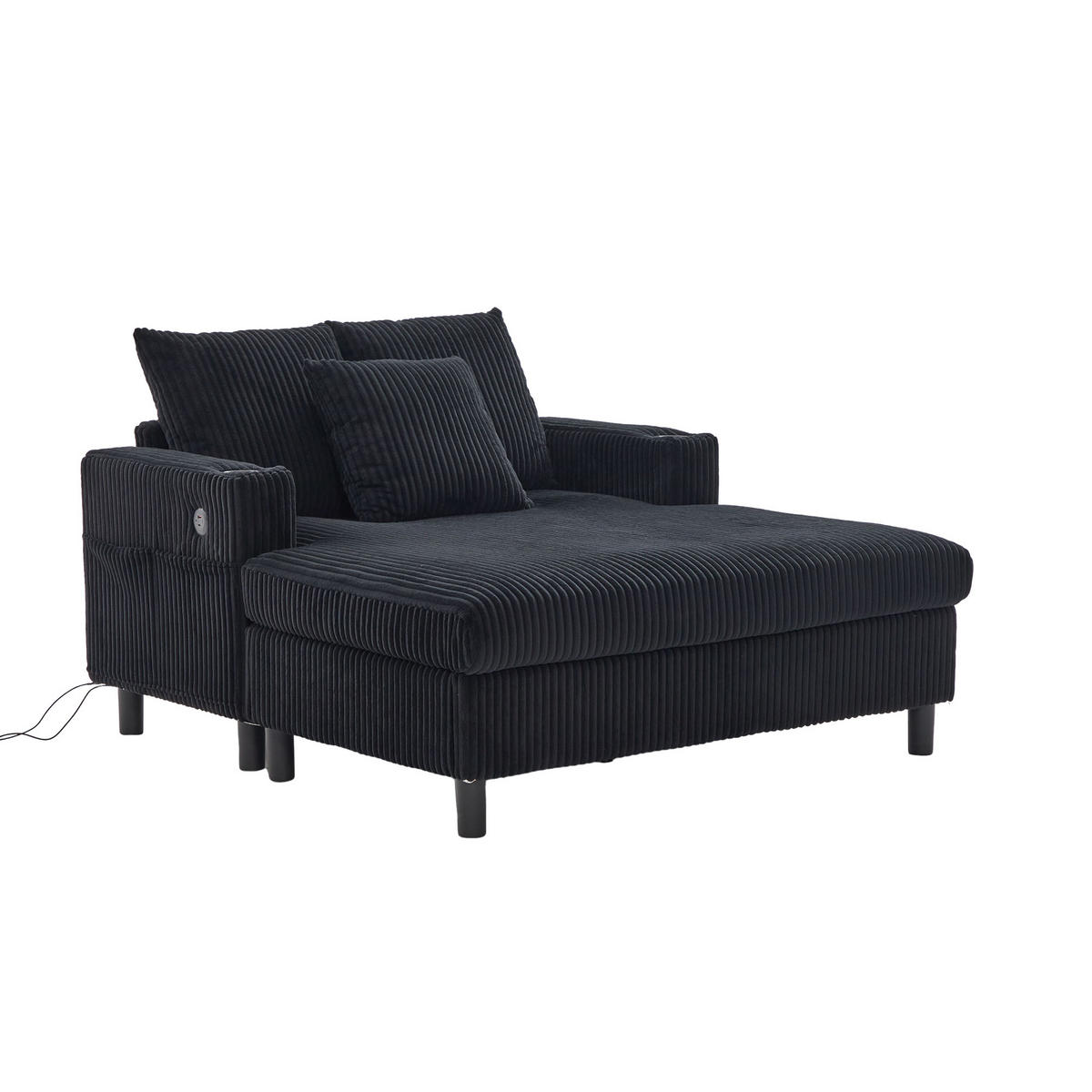 SOFABETT 142/128/85 cm Schwarz - Schwarz, Textil (128/85/142cm)
