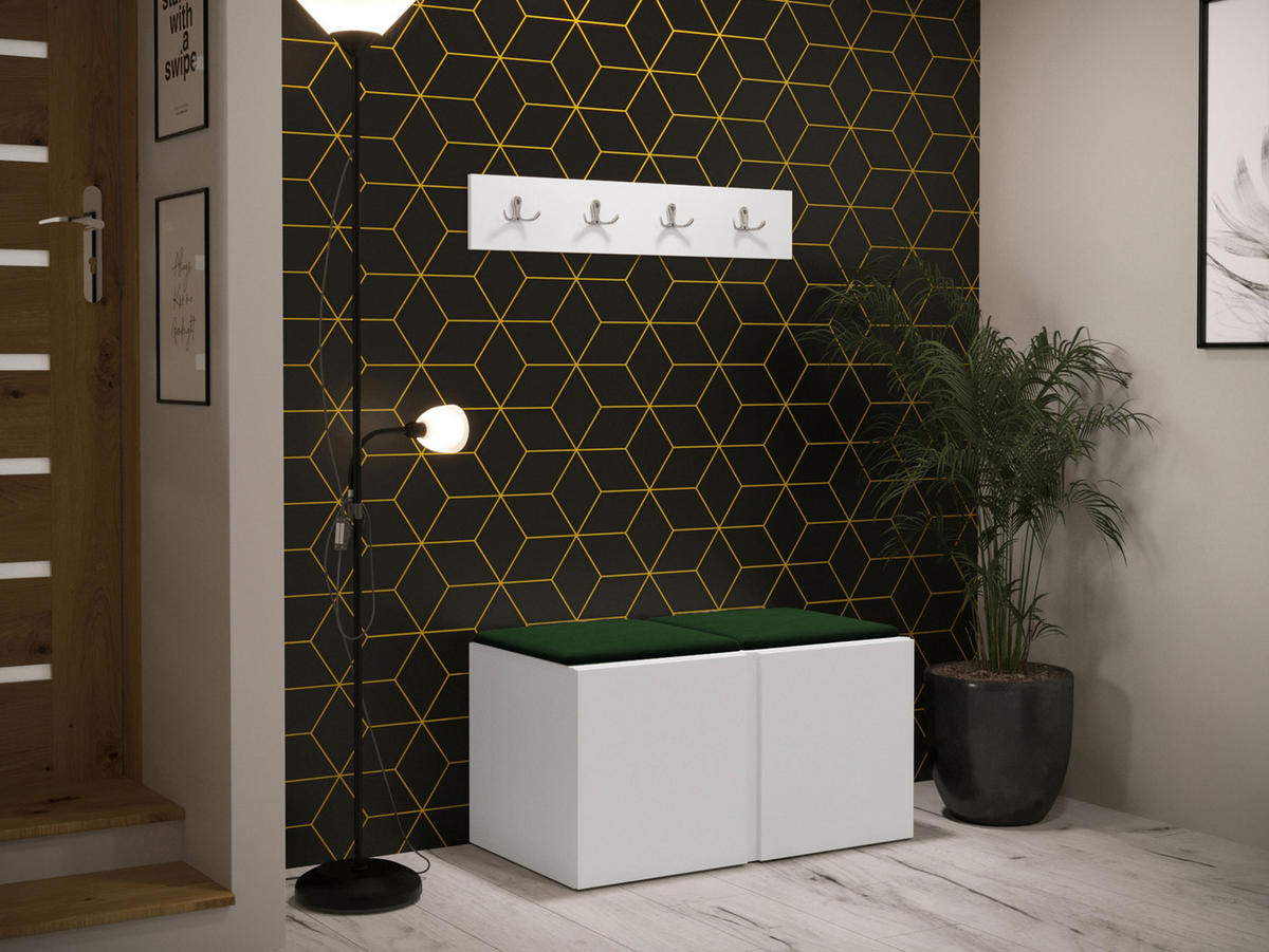 MOBILIER PENTRU HOL Orion VI - alb/verde, material plastic/compozit lemnos (84/42/46cm) - MIRJAN24