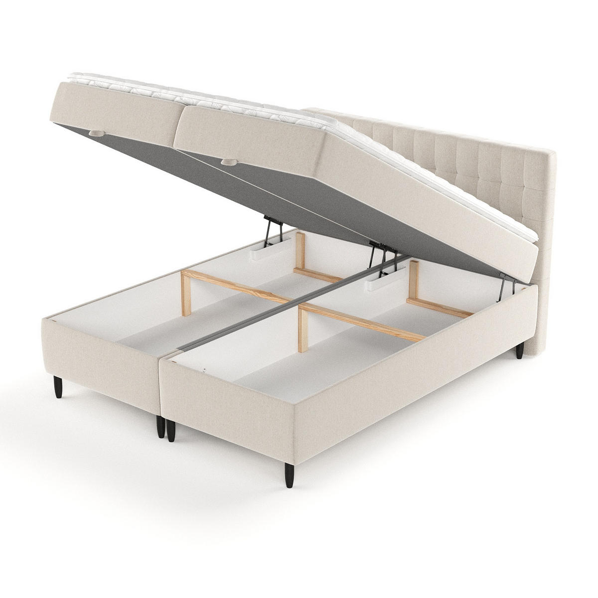 BOXBETT Milo Beige 160/200 cm - Beige/Schwarz, Holz/Holzwerkstoff (160/200cm) - Maison de Reve