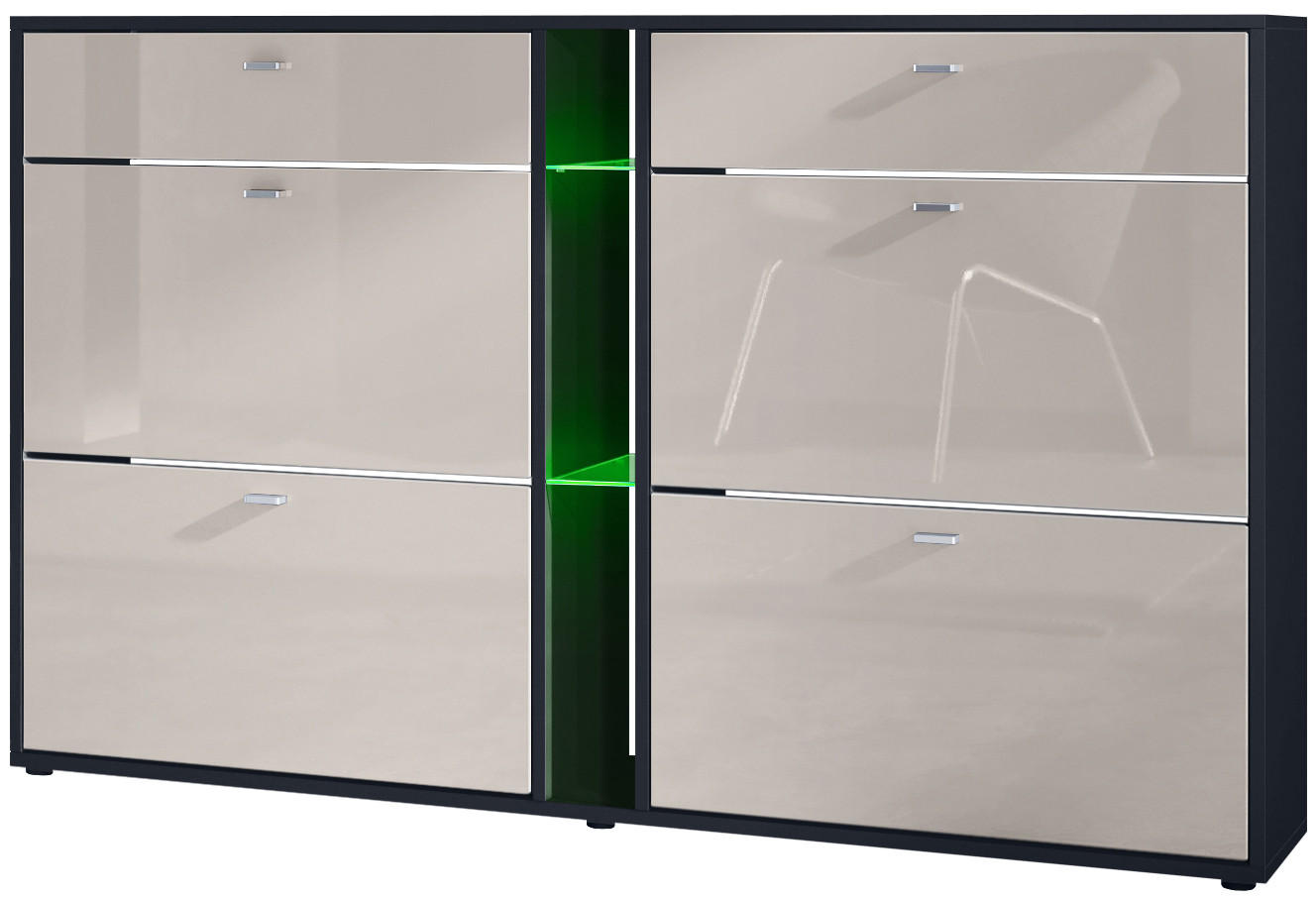 SCHUHSCHRANK Today Fronten in Sandgrau Hochglanz - Sandfarben, Holzwerkstoff (155.5/95/28cm) - Vladon