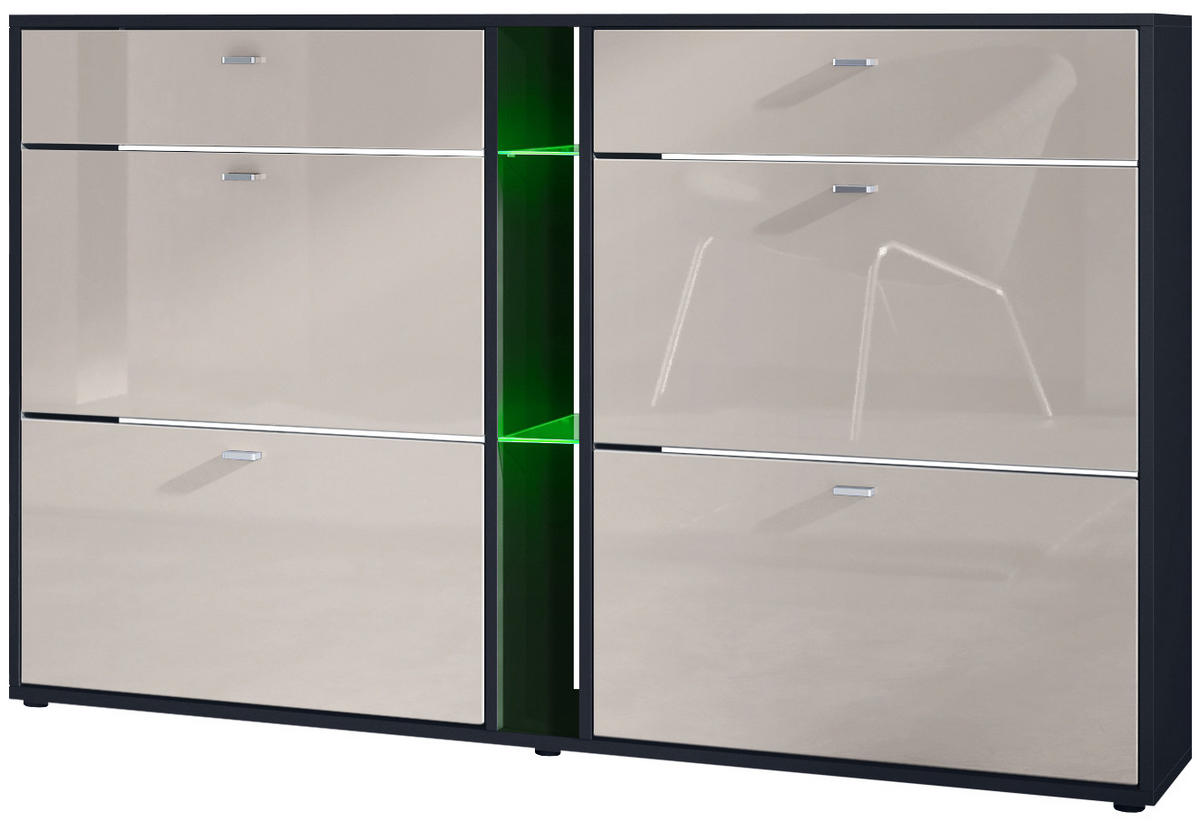 SCHUHSCHRANK Today Fronten in Sandgrau Hochglanz - Sandfarben, Holzwerkstoff (155.5/95/28cm) - Vladon