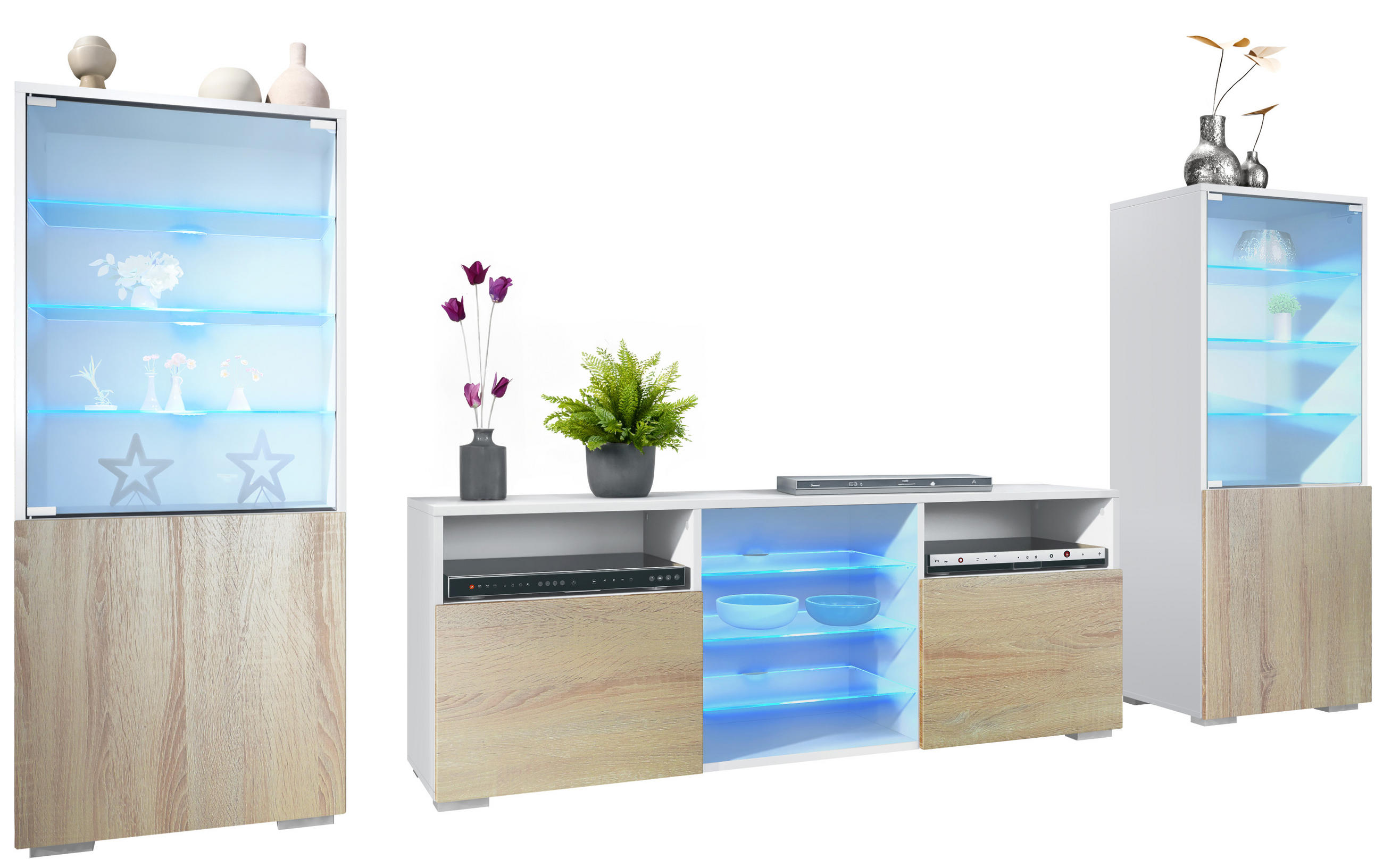 Vladon Wohnwand Eiche San Remo 286x122.5x35 cm