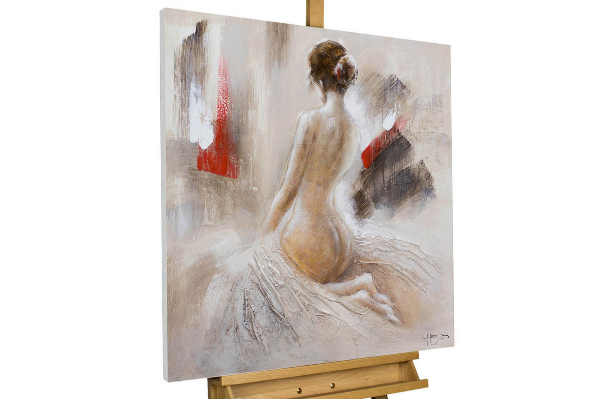 ACRYLBILD HANDGEMALT 80/80 cm - Beige, Holz/Textil (80/80cm) - KUNSTLOFT