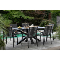 GARTENMÖBELSET Diningsessel Alicante mit Tisch Malaga 200 x 90 cm - Grau, Metall - Mr. Deko