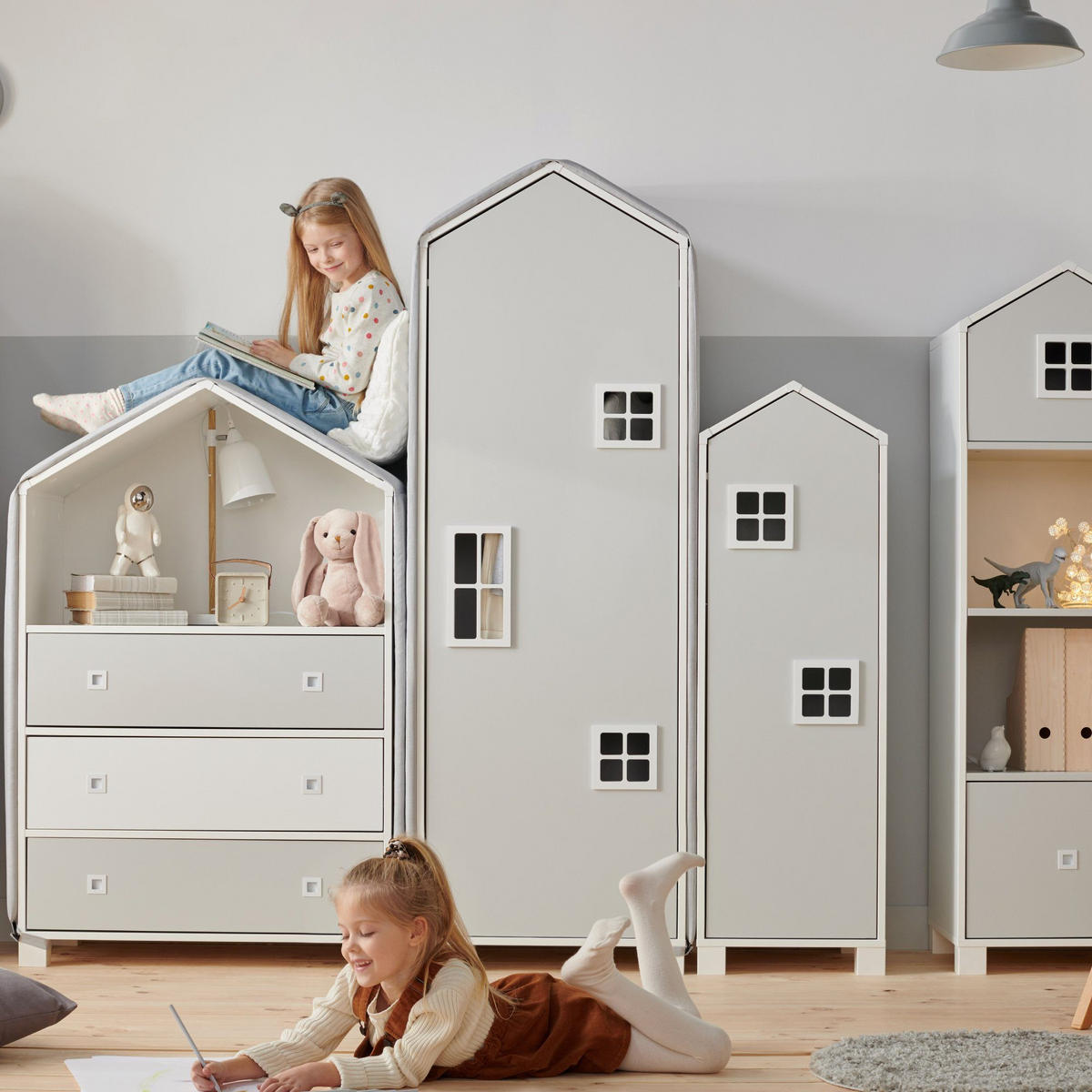 BEZUG-FÜR-KINDERKLEIDERSCHRANK MIRUM, grau - Grau, Textil (152/3/47cm) - KONSIMO®