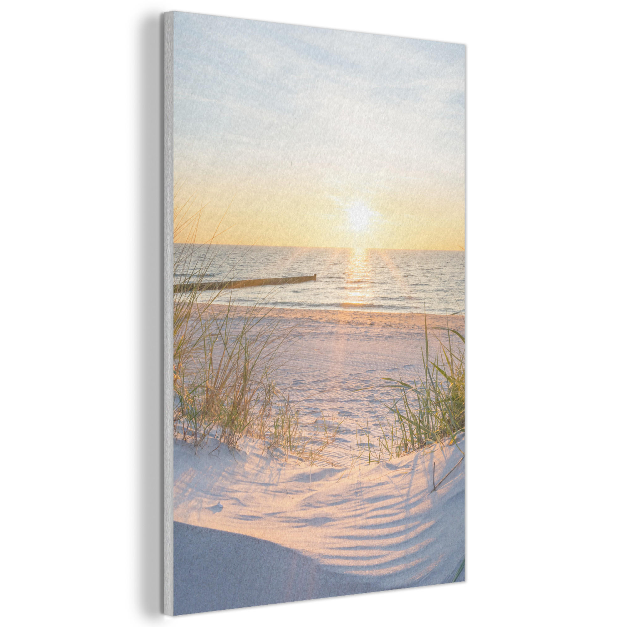 AKUSTIKBILD Strand - Sonne - Düne - Gras - Sand - Horizont Wanddeko 60x90 cm - Hellblau, Kunststoff (60/90/0.9cm) - MuchoWow