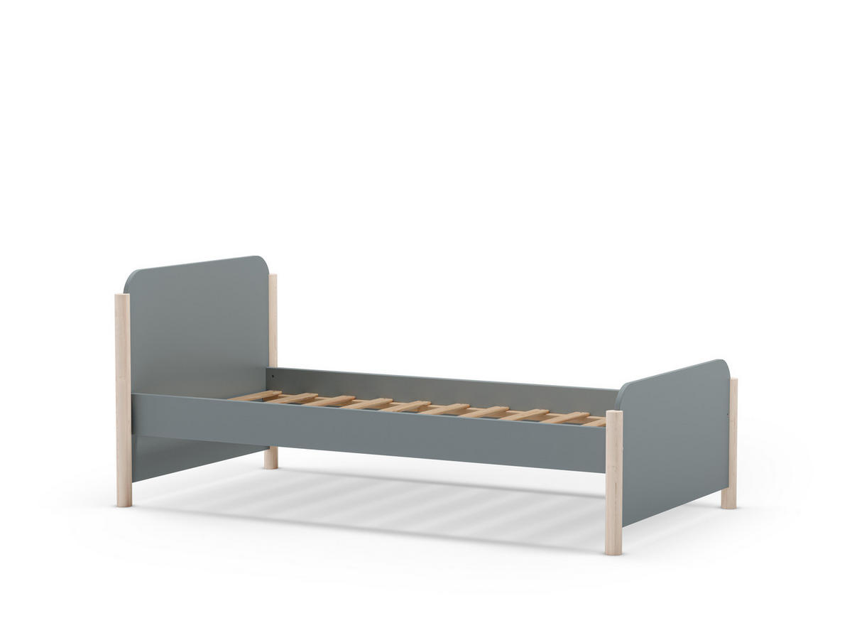 BETT 90x190 cm mit abgerundeten Formen 107,2/199/70 cm - Grün, Holz (190/90cm) - Calicosy