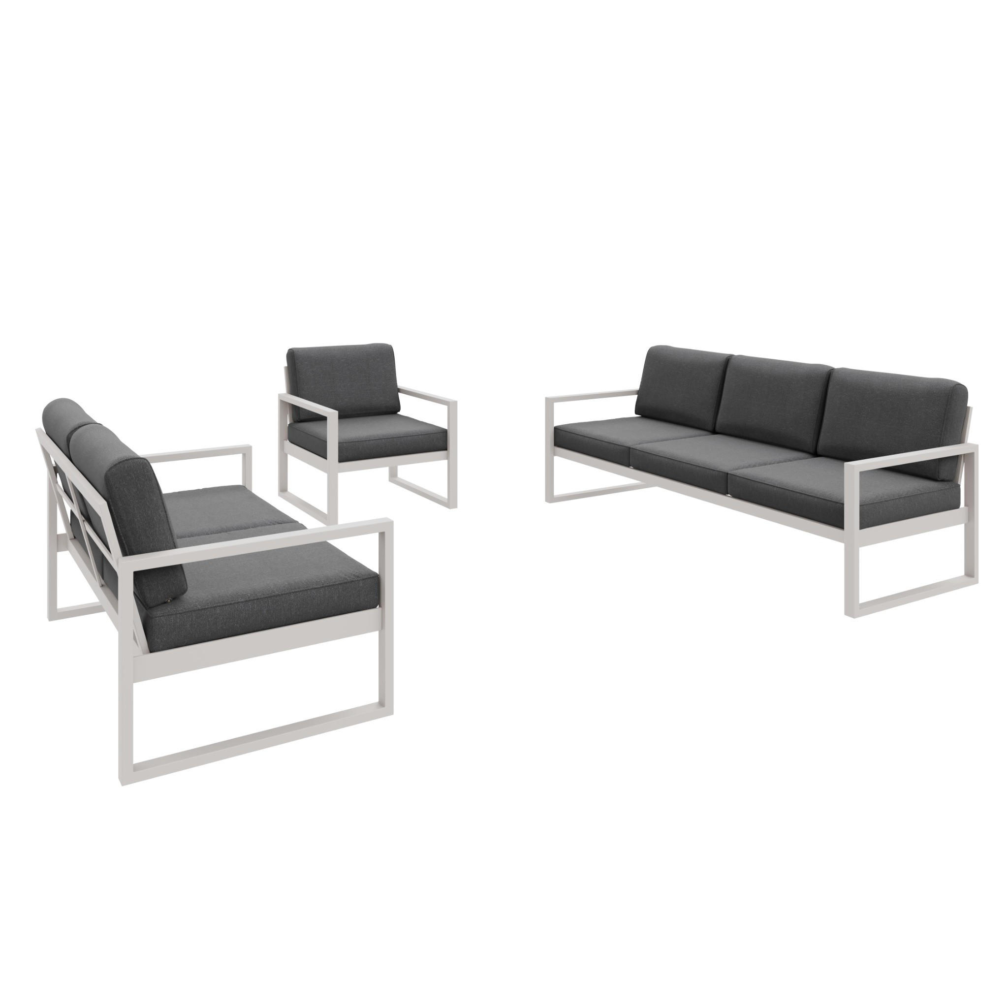 GARTENSET Madera für 6 Personen Balkonmöbel Aluminium Terassenmöbel Sitzbank, 4-tlg. Tisch kaschmir, dunkelgrau - Kaschmir/Dunkelgrau, Kunststoff/Metall - Margaret Hadas24