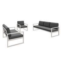 GARTENSET Madera für 6 Personen Balkonmöbel Aluminium Terassenmöbel Sitzbank, 4-tlg. Tisch kaschmir, dunkelgrau - Kaschmir/Dunkelgrau, Kunststoff/Metall - Margaret Hadas24